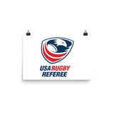 The USA Rugby Referees Poster features the USA rugby referee logo on a white background.