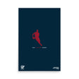 A PF LIC USA Rugby Silhouette Poster featuring a silhouette of a man running against a dark background, perfect for rugby enthusiasts.