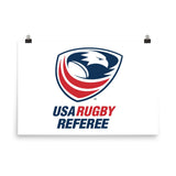 The USA Rugby Referees Poster on a white poster.
