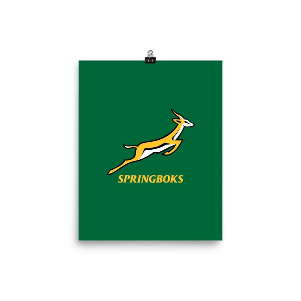 A green Rugby World Cup Springboks Logo Poster featuring PF LIC.