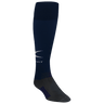 Long rugby socks in navy blue with gray footie and white gilbert logo