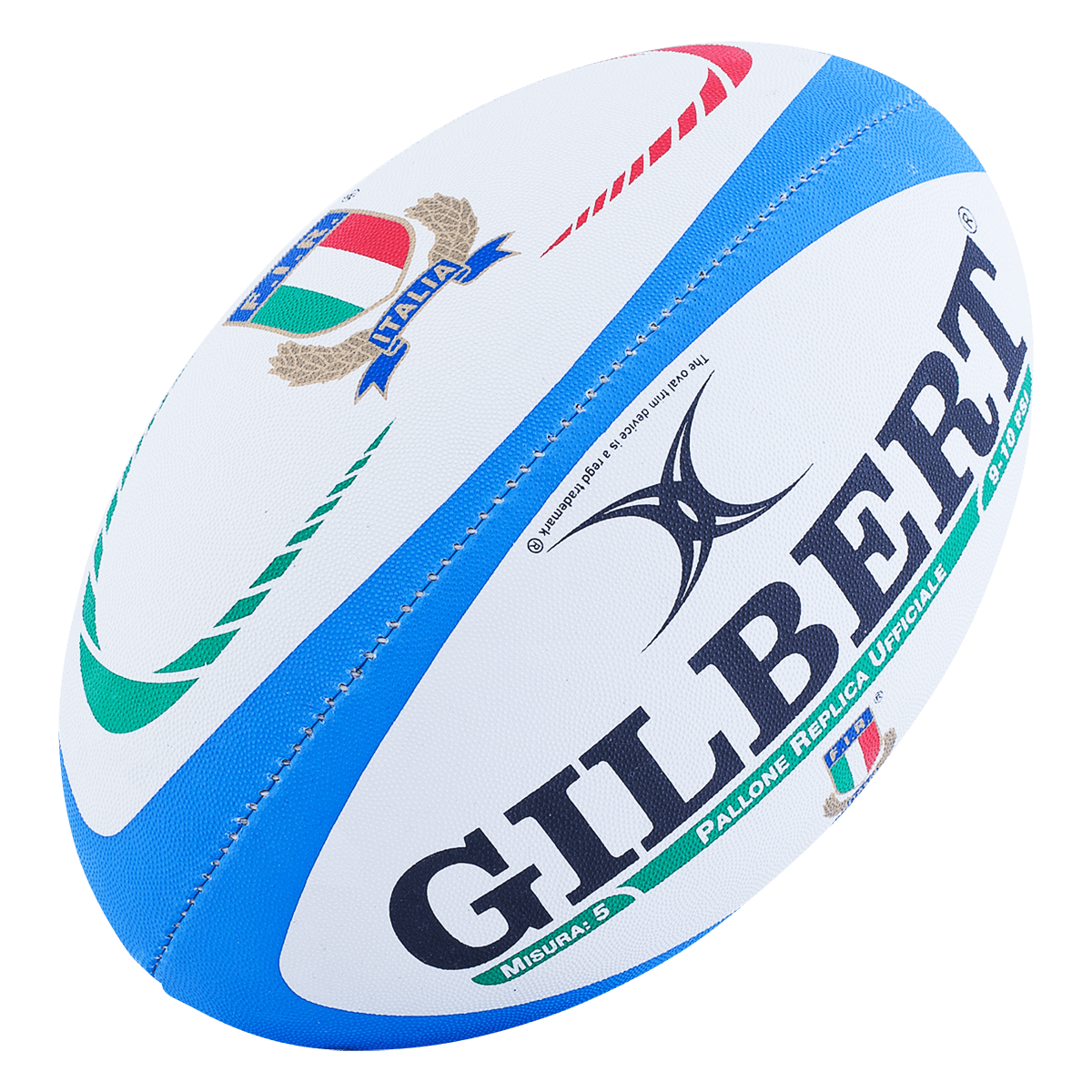 Alternate View of Gilbert & Italy Logos on Italy Replica Rugby Ball