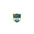 A blue and yellow Argentina Vintage Rugby logo on a green background.