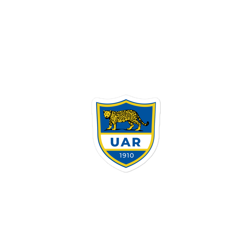 A blue and yellow Argentina Vintage Rugby logo on a green background.