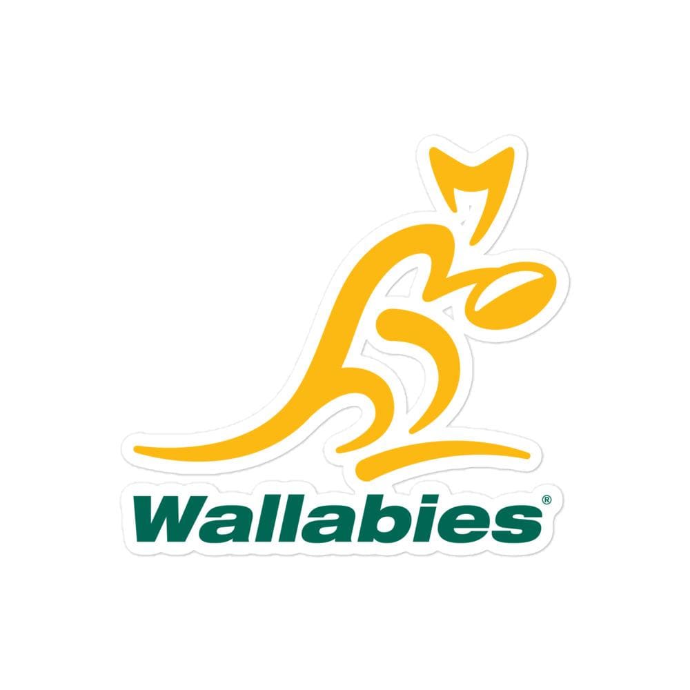 A Wallabies Bubble-Free sticker with the word wallabies on it.