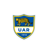 a blue and yellow Argentina Vintage Rugby Bubble-free sticker with a cheetah on it.