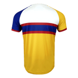 back of the Nation of Rugby romania shirt in white, gold, blue and burgundy with short sleeves and crew neck