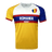 Nation of Rugby Romania shirt in gold, blue and white with the flag crest on the chest. Short sleeves and crew neck