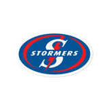 PF Stormers Stickers logo on a green background.