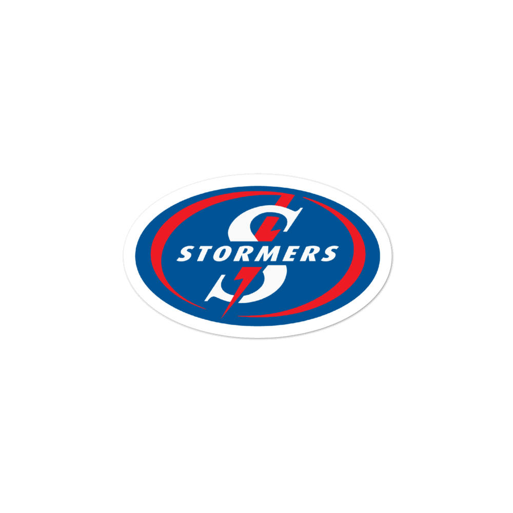 PF Stormers Stickers logo on a green background.
