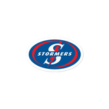 PF Stormers Stickers logo on a green background.