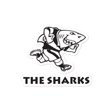 A The Sharks Stickers of a shark with the words the sharks.
