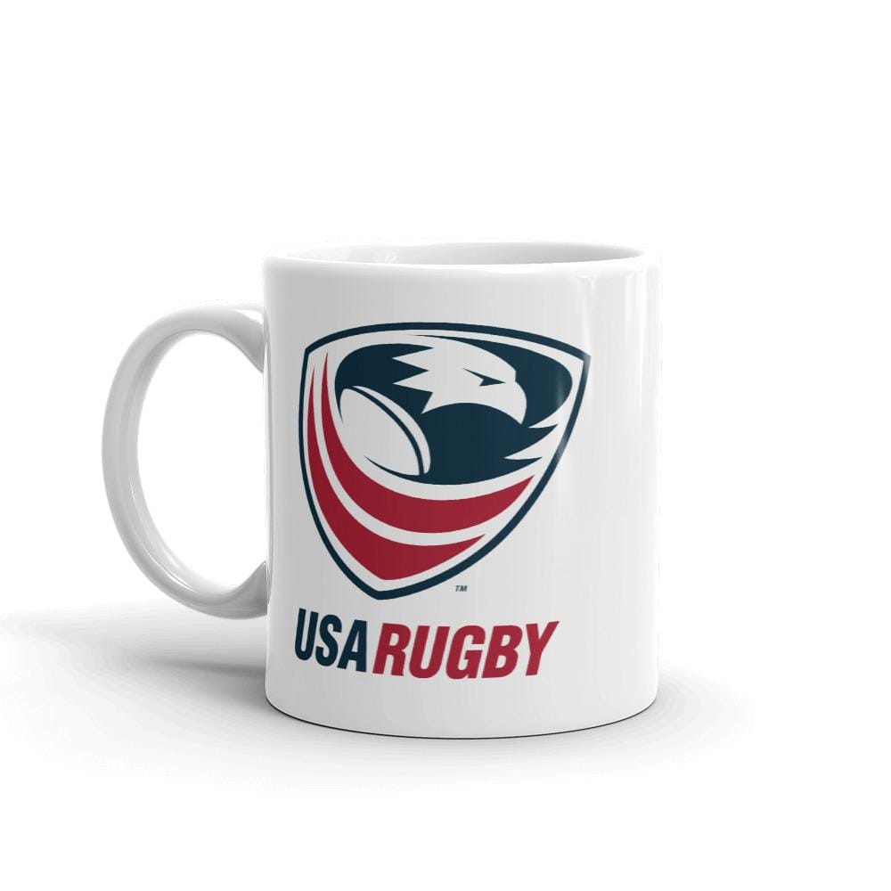 A USA Rugby Mug with the team's logo on it.