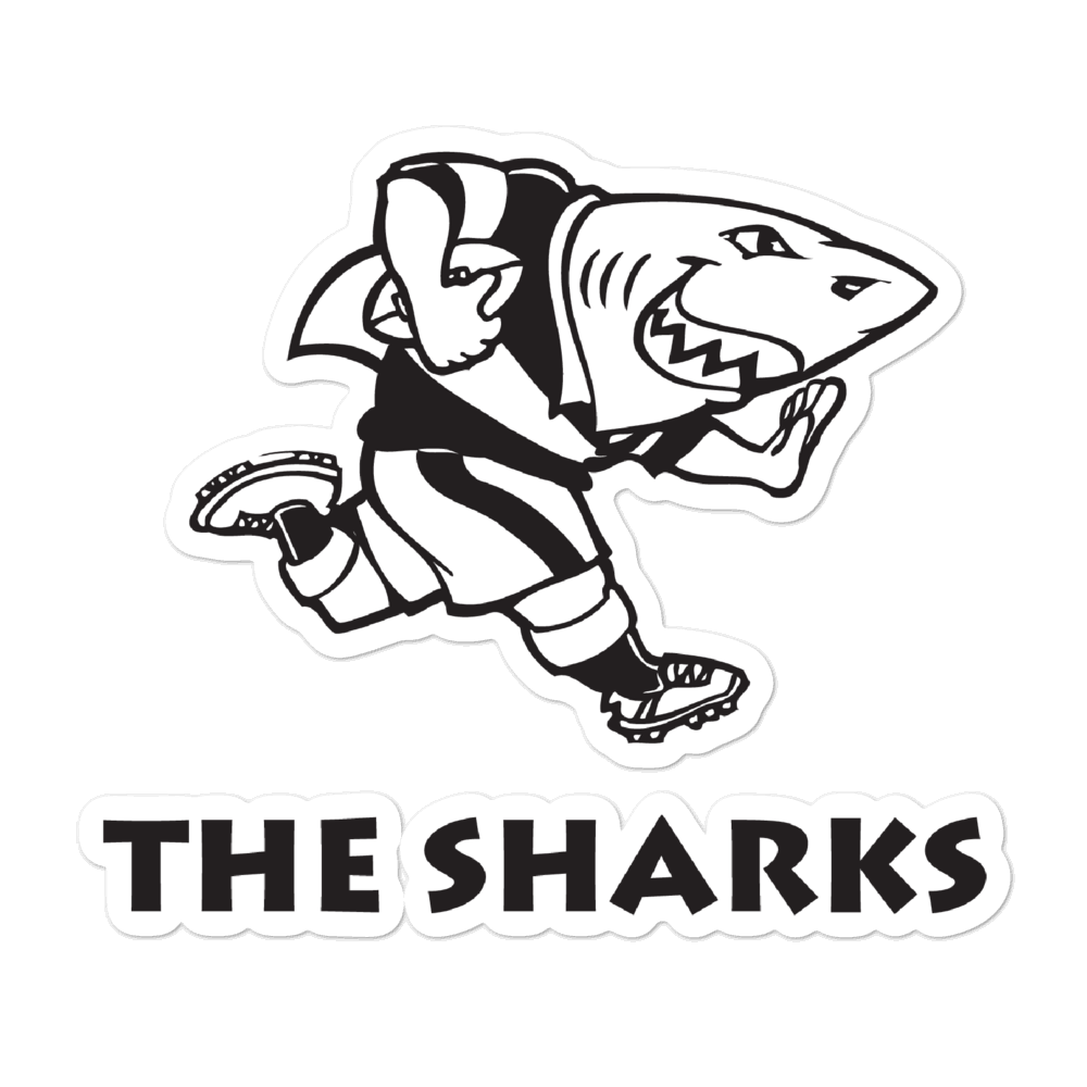 A The Sharks Stickers with the words "the sharks" on it.