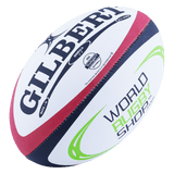 WorldRugbyShop Omega Match Rugby ball by gilbert in navy blue maroon white and green