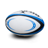 back side of the omega match ball size 5 in navy, blue and white