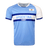 Light blue and white round neck short sleeve jersey with Argentina flag on the upper left chest. Argentina centered in between two dark blue lines with Rugby in white in the lower blue line.
