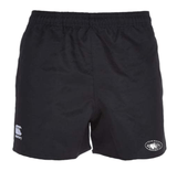 Palm Beach Panthers Rugby Canterbury Black Advantage Rugby Shorts with a white logo on the side.