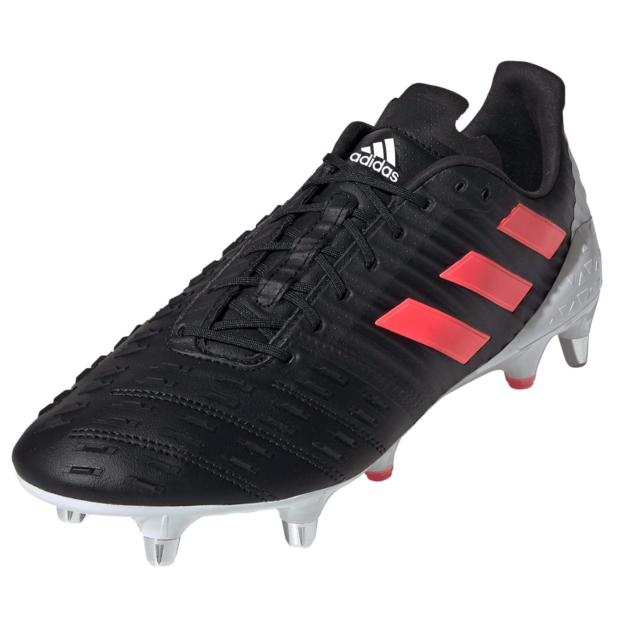 Adidas Malice Control Rugby Cleat - Soft Ground Boot - Core Black/Signal Pink/Crystal White - SKU FY6970 - World Rugby Shop
