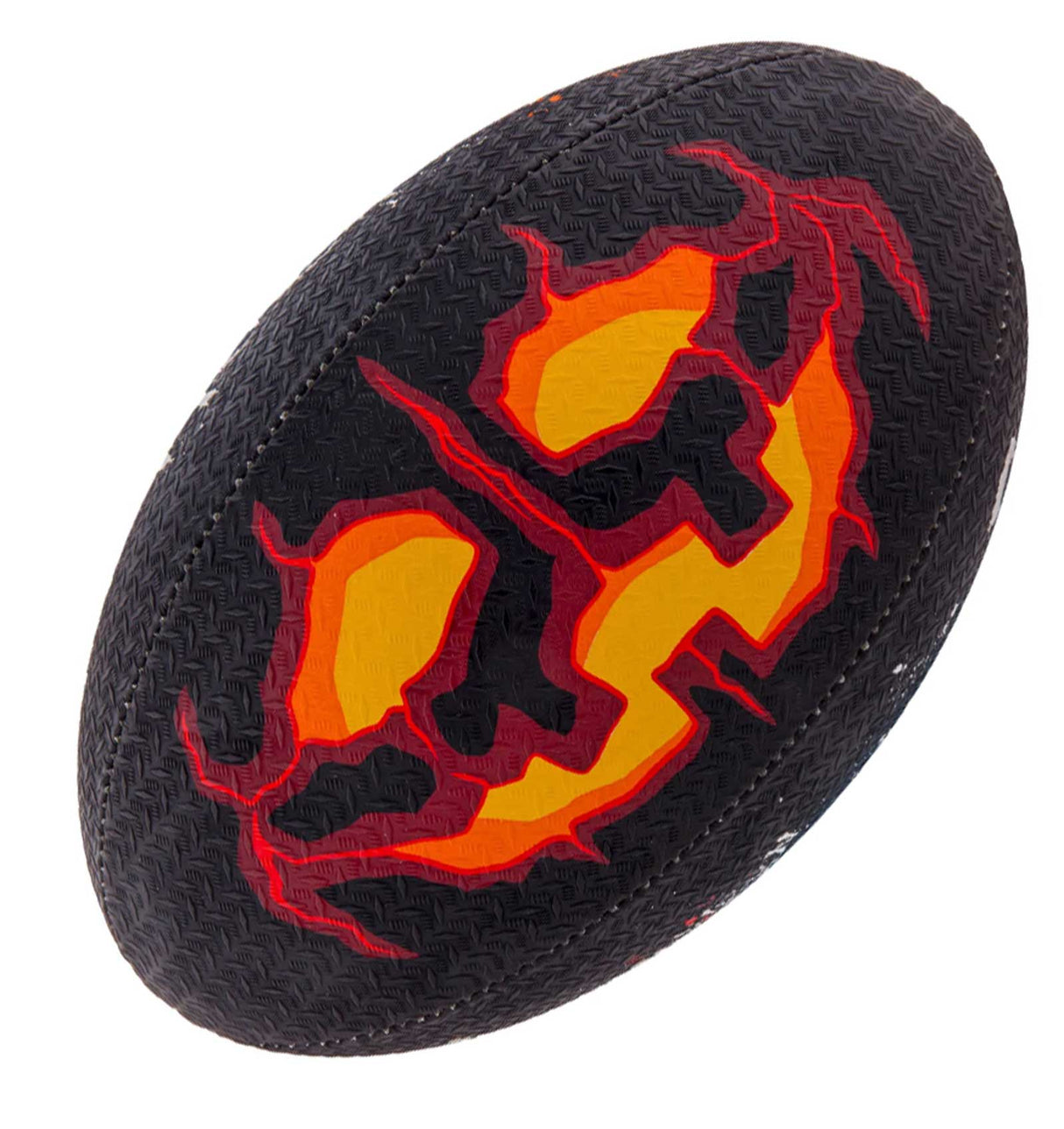 A close up of a black and orange Gilbert Lantern Ball.