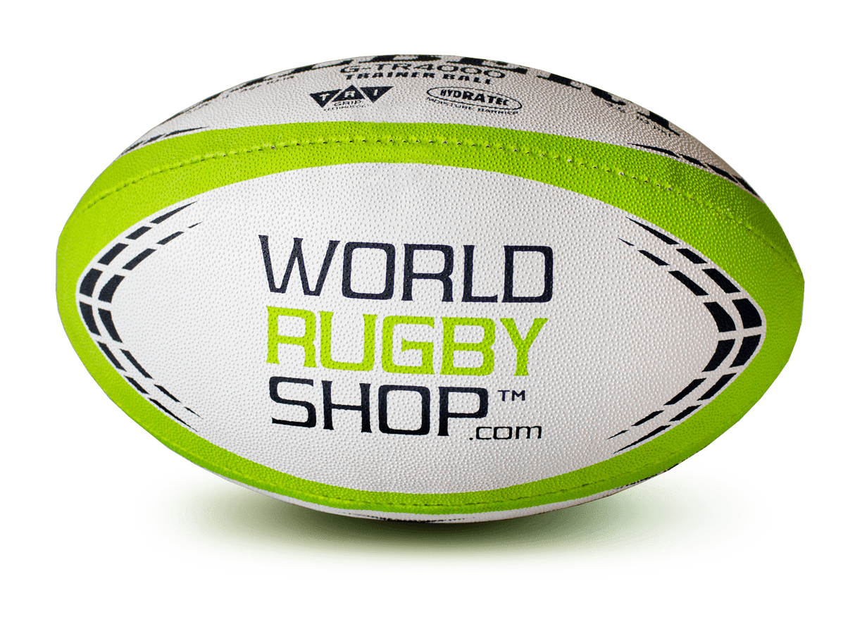 World Rugby Shop.com brand logo on the Gilbert G-TR4000 training rugby ball 