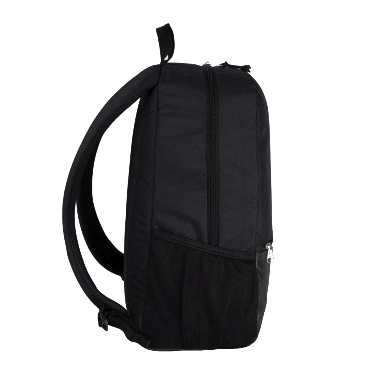 Myers Parks Crest Canterbury Medium Black Rugby Backpack with a zipper on the front.