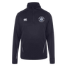 A Georgetown University RFC Canterbury Team 1/4 Zip Mid Layer Rugby Training Top with a white and blue crest on the chest.