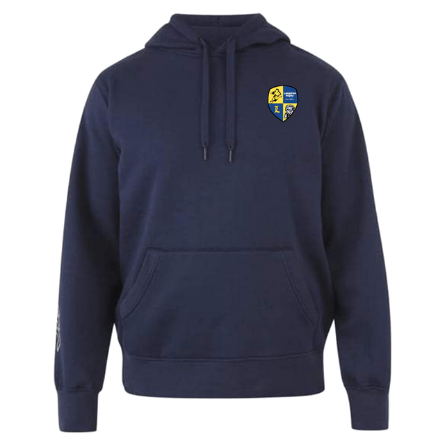 Langtree Rugby Club Canterbury Navy Team Hoodie with a yellow and blue emblem.