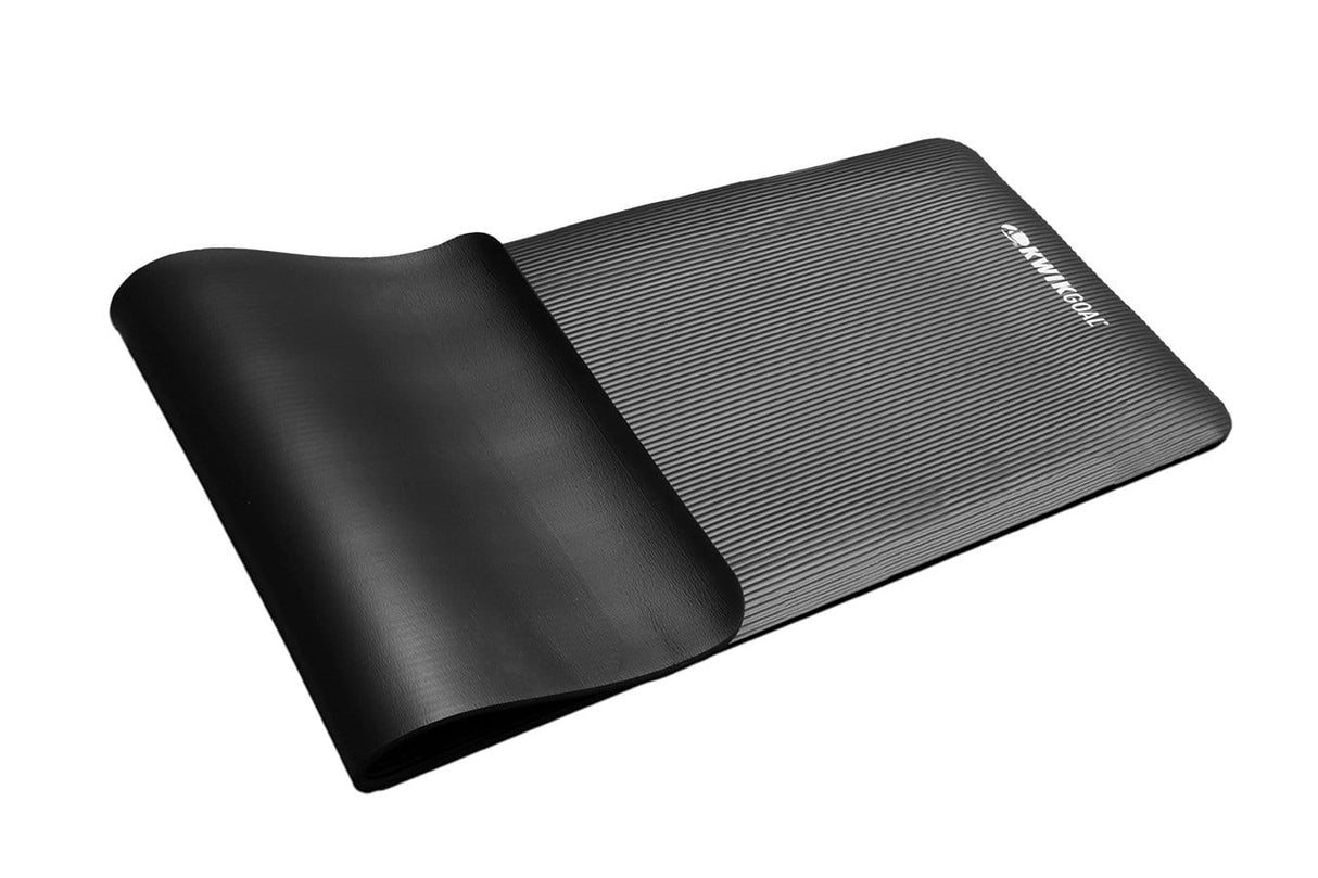 Black Stretching Mat Rolled Out for Use
