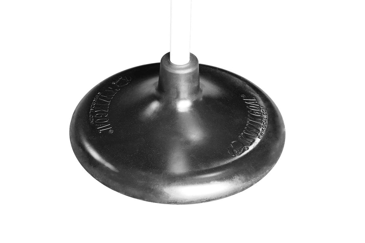 Black rubber plunger base with a white handle isolated against a white background, suitable for use with Kwik Goal Premier Corner Flags (set of 4).