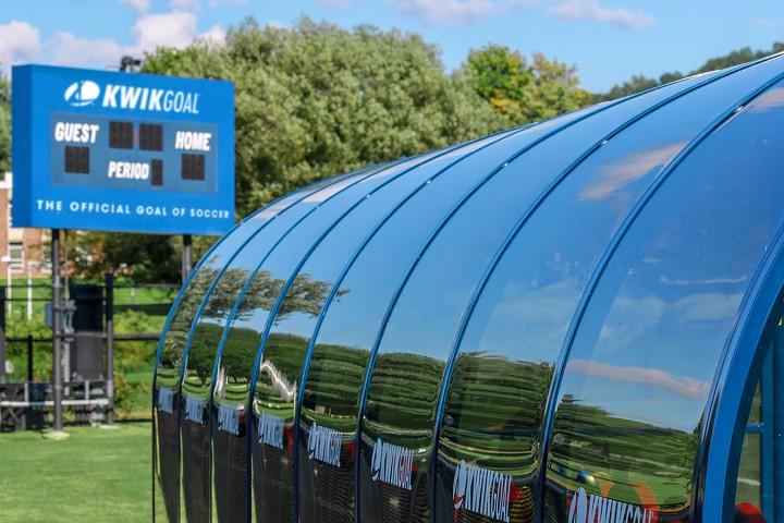 View of Back of Shelter with Kwik Goal Logos