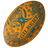 Orange Gilbert Wallabies Rugby ball with green logo and indigenous designs.