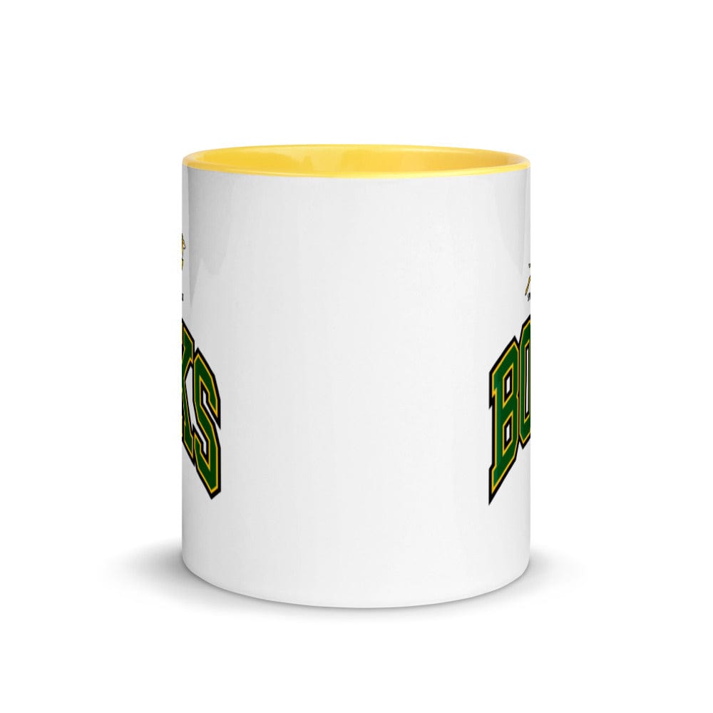 A South Africa Springboks Rugby Mug with a green and yellow logo.