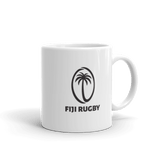 a white Fiji Rugby Mug with the logo of a palm tree.