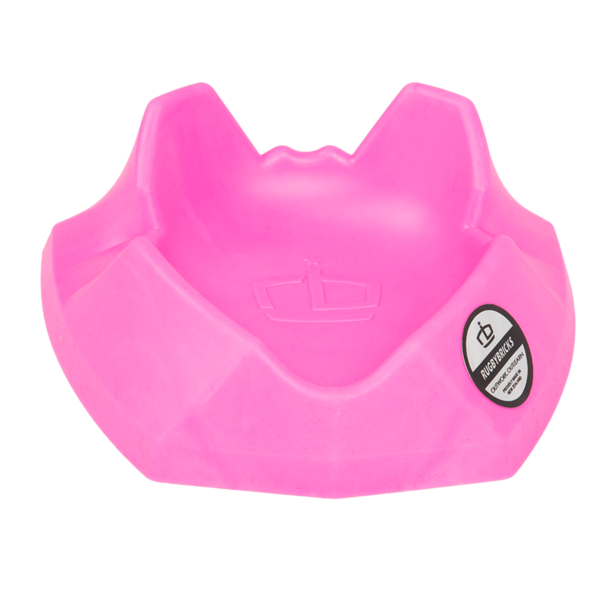 Rugby Bricks Wolf Kicking Tee w/ Two Front Teeth Hot Pink Angled View