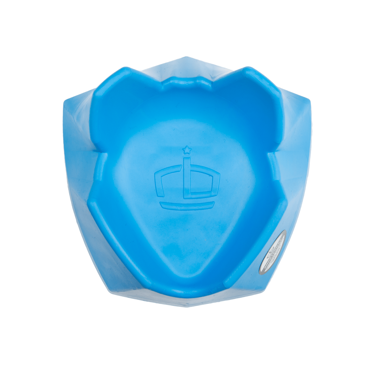 Top view of blue kicking tee with rugby bricks logo embossed in center.