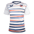 Women's USA Rugby Home White Jersey with Navy blue and red gradient stripes and navy blue neck trim