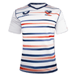Women's USA Rugby Home White Jersey with Navy blue and red gradient stripes and navy blue neck trim