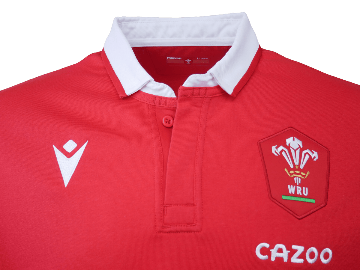 Wales Rugby Long Sleeve Home Polo 22/23 by Macron | World Rugby Shop