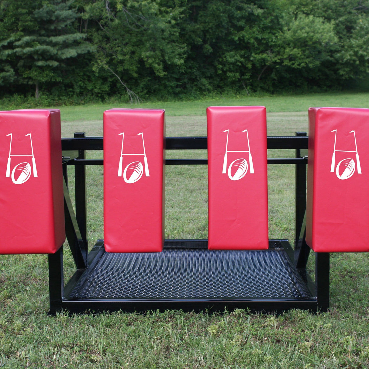 Straight Front View of Red Rugby Scrum Sled Foam Pads