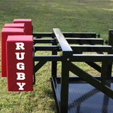 Side View of Black Steel Scrum Sled With Red Foam Pads